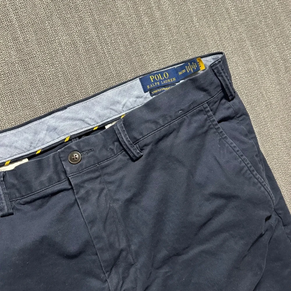 Polo Ralph Lauren Chino Pants Mens 36x30 Navy Blue Stretch Straight Fit Trousers